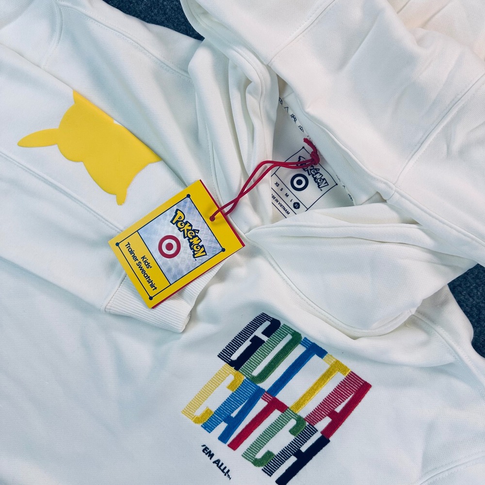 Pokemon x Target Kids XL White Trainer Sweatshirt Hoodie Gotta Catch Em All